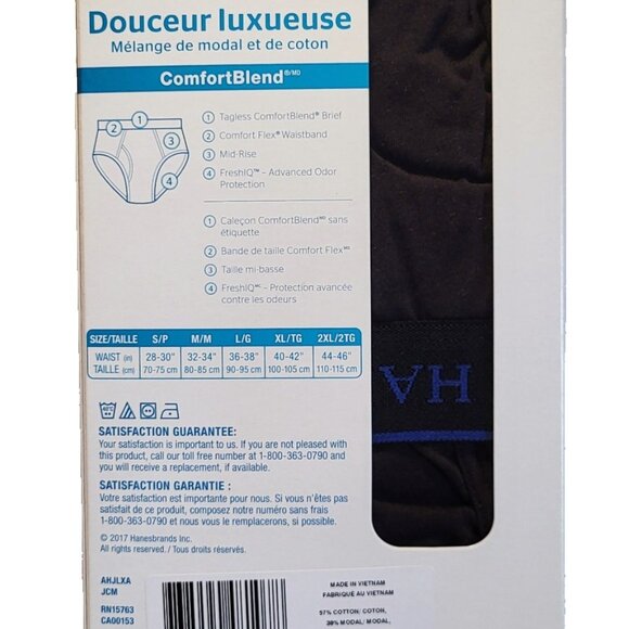 Hanes Men's Cotton Briefs 4 Pack Luxury Softness Small 28"-30" slim fit Black - Picture 2 of 6